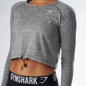 Gymshark charcoal marl drawcord crop top